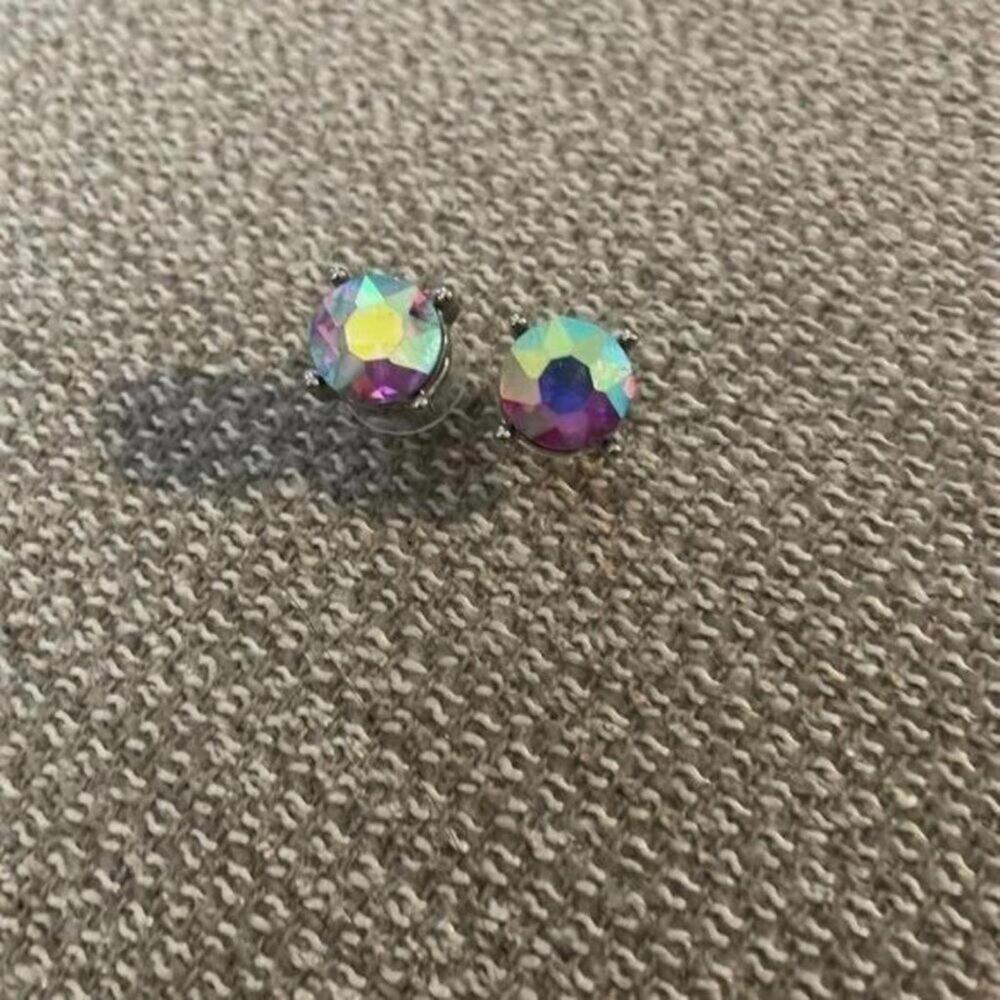 Pink multi color shift large circle stud earring
